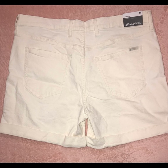 NWT Eddie Bauer Off White “Boyfriend” Roll Up Shorts. Sz 16. - Picture 2 of 10